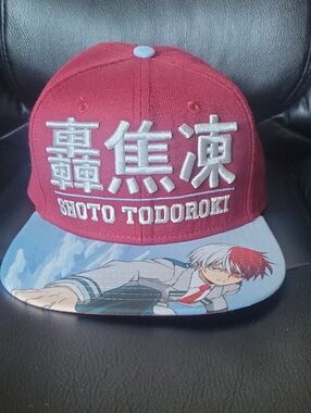 My Hero Academia Shoto Todoroki Snapback Hat - Maroon and Light Blue
